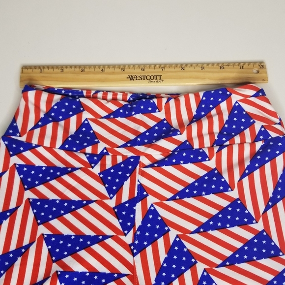 LuLaRoe One Size 2-10 Leggings Patriotic Stars & Stripes USA Flag Red White Blue - Picture 6 of 8